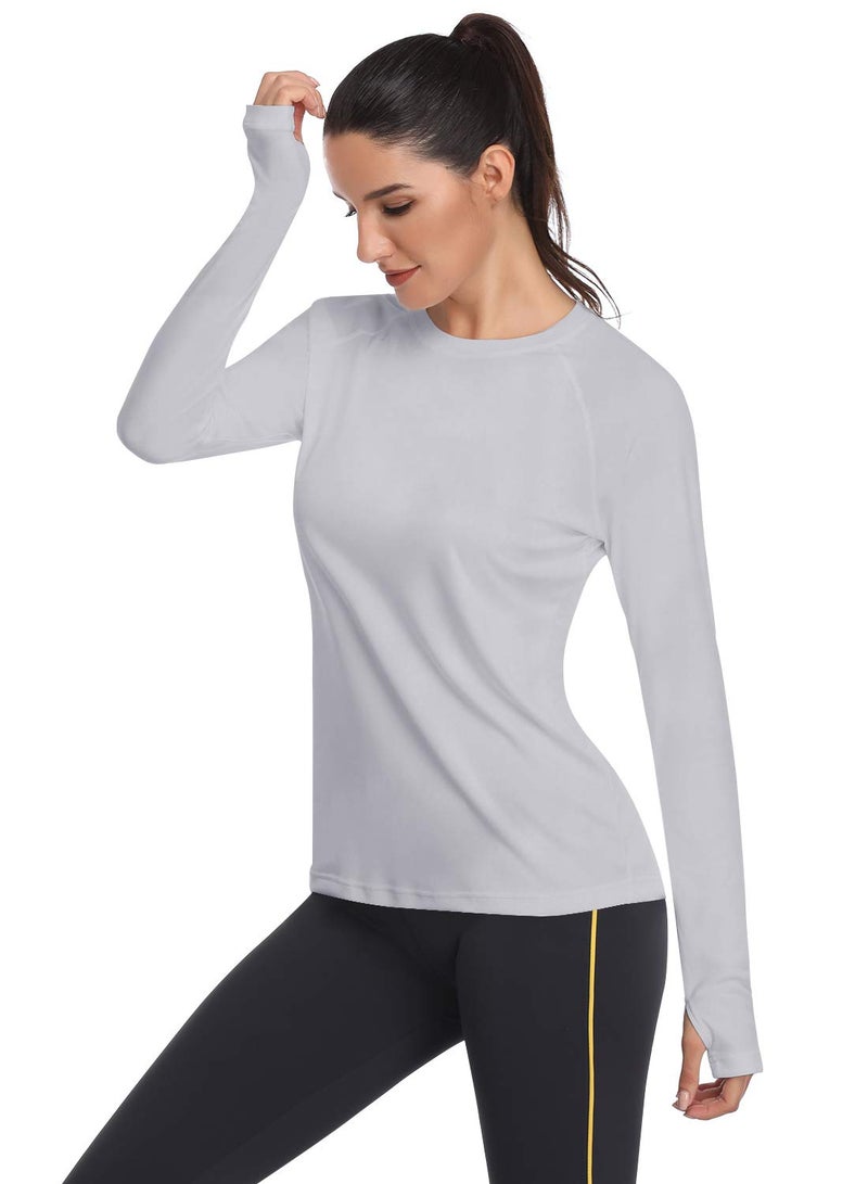 HISKYWIN قمصان طويلة الأكمام لحماية الشمس للنساء UPF 50+ من HISKYWIN - رمادي فاتح - XL - Image 1
