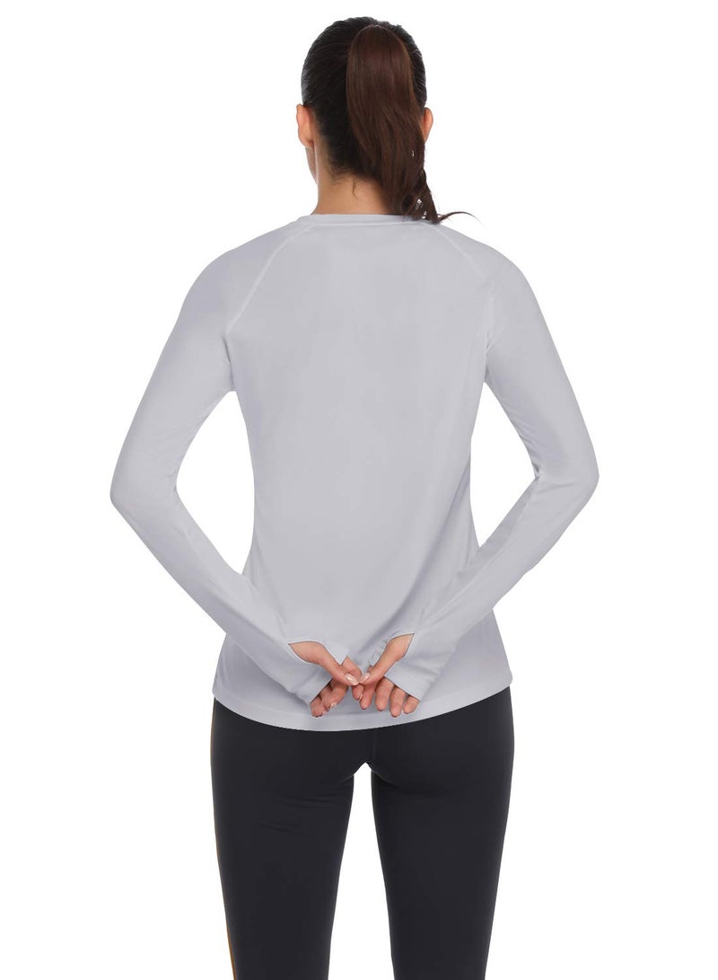 HISKYWIN قمصان طويلة الأكمام لحماية الشمس للنساء UPF 50+ من HISKYWIN - رمادي فاتح - XL - Image 2
