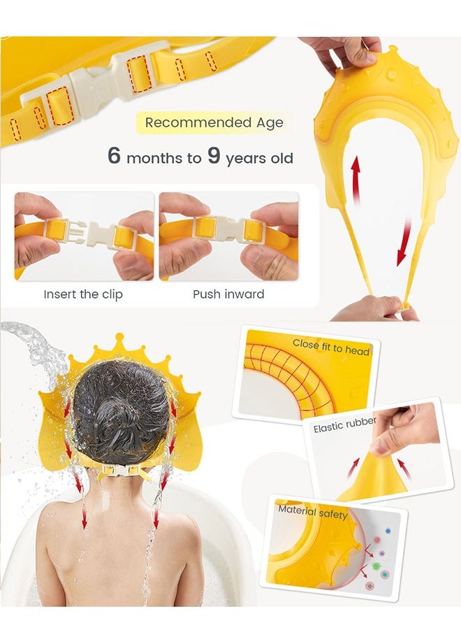 GoldenLike Baby Shower Cap,Adjustable Kids Ear Protective Shower Cap,Protect Eye Ear Waterproof Shampoo Cap Bathing Hat for Baby Toddler Kids (Yellow)  - Image 5
