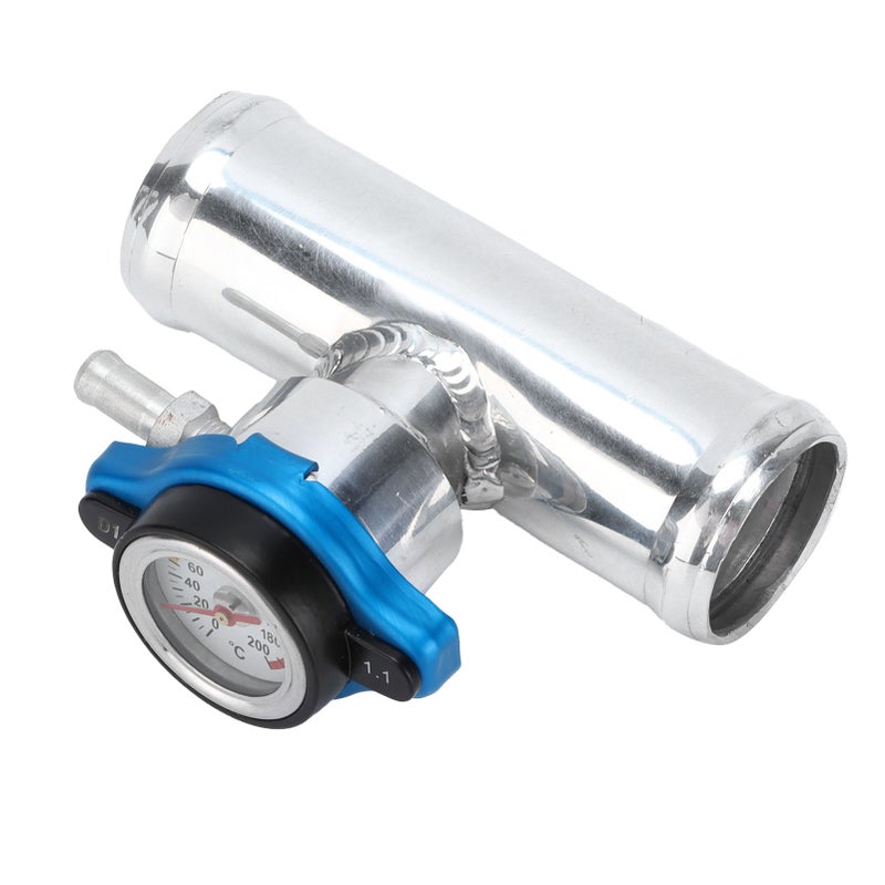 38mm/1.5in Inline Radiator Hose Filler Aluminum With Temperature Gauge for Engine - Image 1