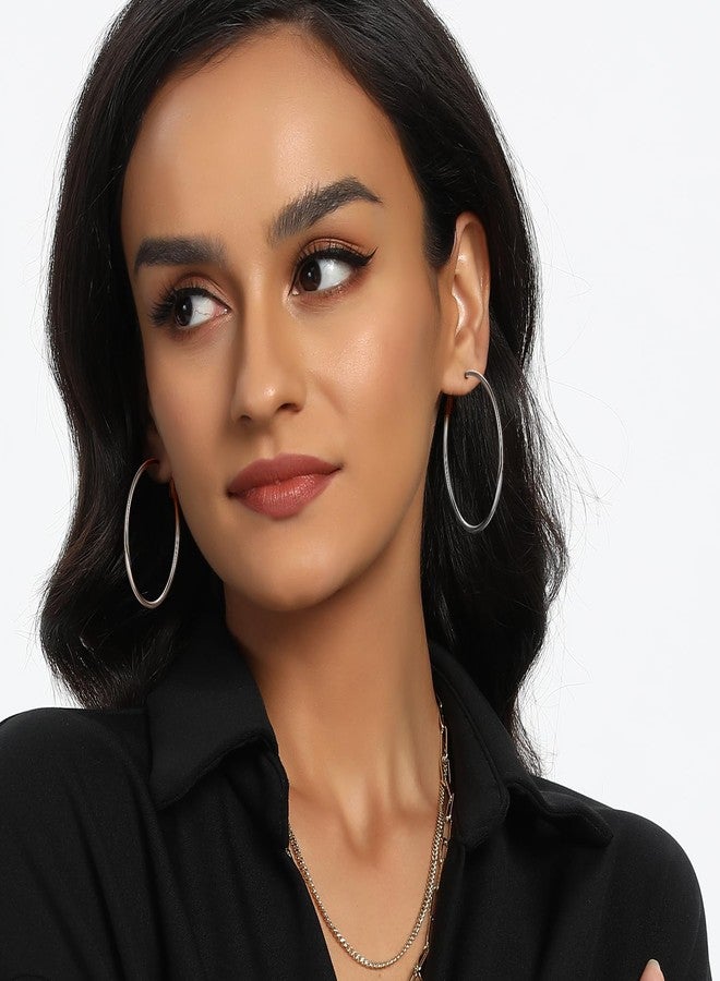 MDFUN 4 Pairs Stainless Steel Large Hoop Earrings,316L Lightwight Hoop Earrings Set for Women, 20-50mm - Image 2