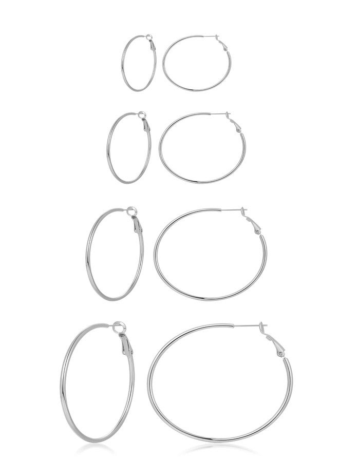 MDFUN 4 Pairs Stainless Steel Large Hoop Earrings,316L Lightwight Hoop Earrings Set for Women, 20-50mm - Image 1