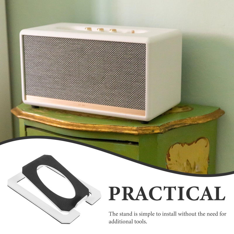 White Metal Tilted Speaker Stand Bracket for Desktop Monitor and Bookshelf - Image 4