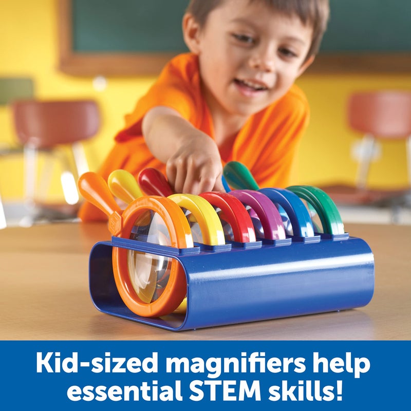 Learning Resources Primary Science Jumbo Magnifiers with Stand - 6 Pieces, Ages 3+, Science Classroom Accessories, Teacher Supplies, Observation Toys for Kids, Back to School Supplies - Image 3