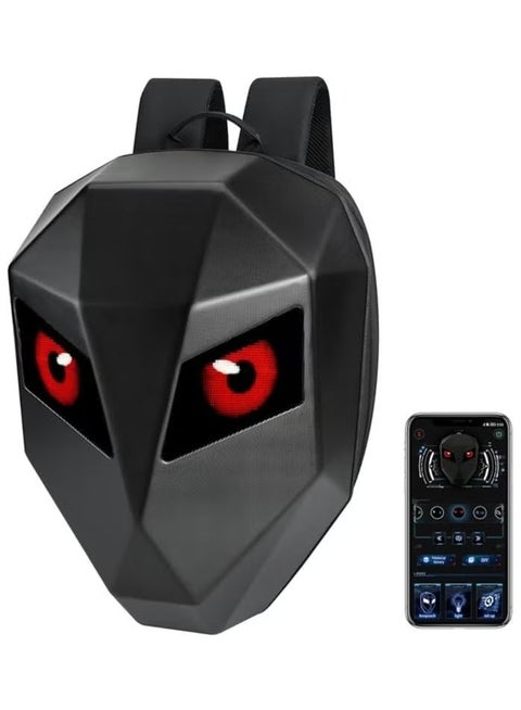 Motorcycle Backpack with 19" Programmable Color LED Display, Customizable LED Screen, USB Charging Port, Spacious Compartments, Durable and Comfortable