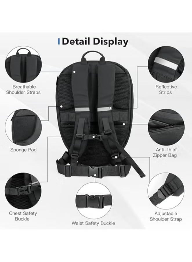 Motorcycle Backpack with 19" Programmable Color LED Display, Customizable LED Screen, USB Charging Port, Spacious Compartments, Durable and Comfortable