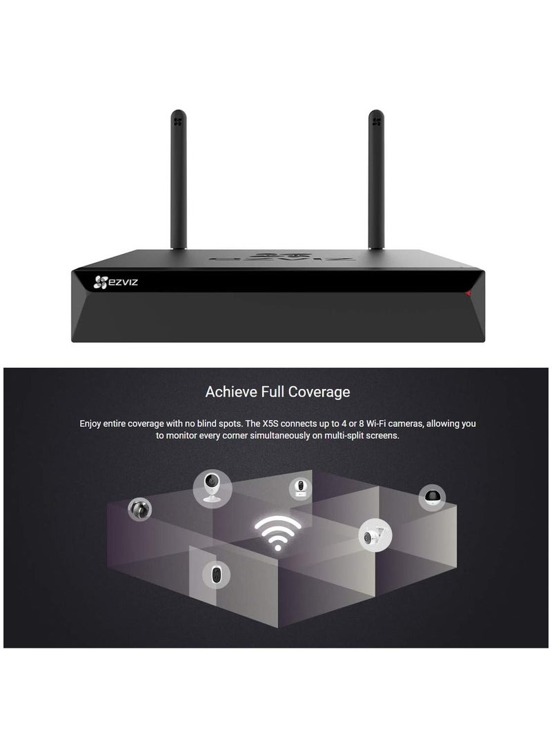EZVIZ - EZVIZ X5S-4W Wireless Network Video Recorder (NVR) with HDMI/VGA Output, Supports Up to 4 Wi-Fi Cameras, H.265 Video Compression, and 8TB Storage Capacity - Image 1