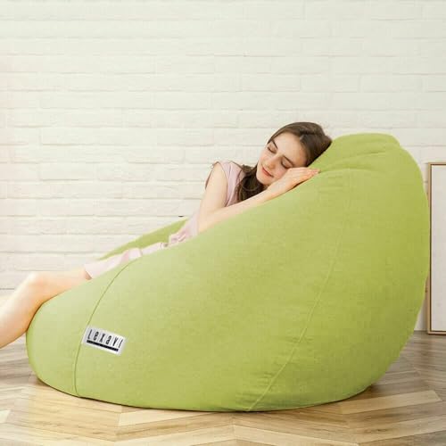 LEXAVI Brand® - 6XL Large Premium Imported Soft Faux Leather Bean Bag, Extra Comfortable and Big Size to Other Bean Bags Without Beans (Cover Only) I Color- (XXXXXXL-Lime-Green) - Image 3