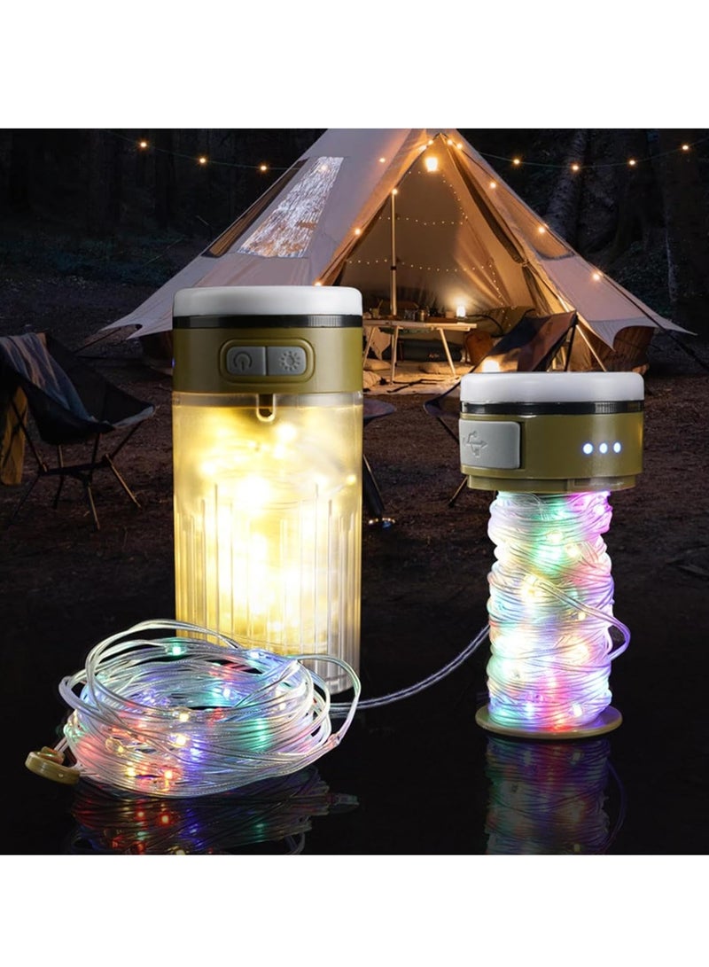 Zikra Camping Light String, Tent String Lights, 2 in 1 LED Rechargeable Flashlight and Warm Light Camping Light, Romantic Water Resistant RV String Lights, Outdoor Portable Tent Atmosphere Decoration Light - Image 3