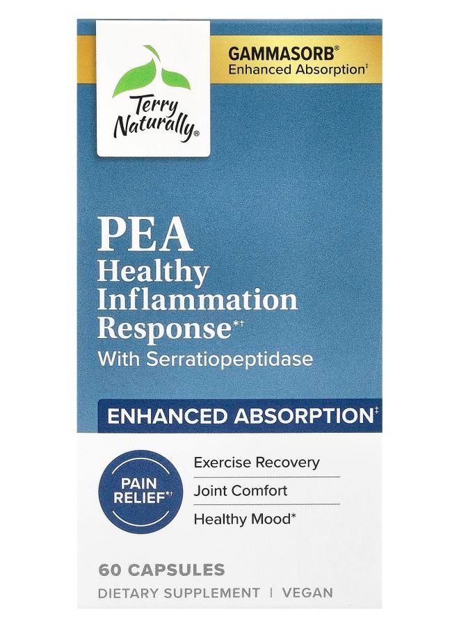 Terry Naturally PEA Healthy Inflammation Response With Serratiopeptidase 60 Capsules