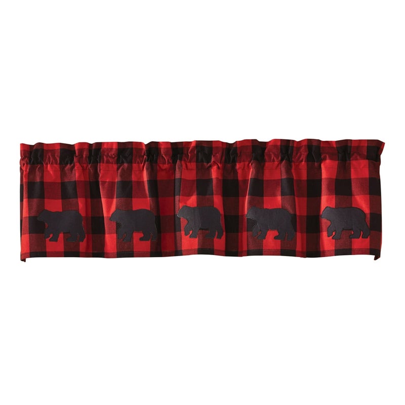 Park Designs Buffalo Check Bear Valance Black Tan 60 x 14 Window Treatment Farmhouse Style Lined Primitive Curtain Lodge Cabin Decor