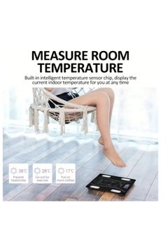 ALLKING Bluetooth Smart BMI Electronic Scale for Body Weight 180kg Max. Weighing Capacity 50g Accuracy with Temperature Function | Black | Packaging, Color style may vary  - Image 3