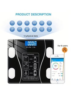 Bluetooth Smart BMI Electronic Scale for Body Weight 180kg Max. Weighing Capacity 50g Accuracy with Temperature Function | Black | Packaging, Color style may vary - pzsku/Z6718E30CDA0620F5C4ADZ/45/_/1725713716/729921bc-4c32-442c-95c5-a3bd3254ef07