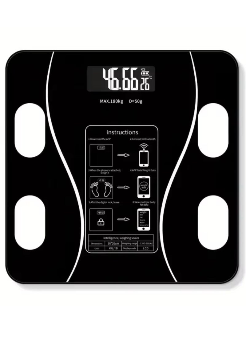 ALLKING - Bluetooth Smart BMI Electronic Scale for Body Weight 180kg Max. Weighing Capacity 50g Accuracy with Temperature Function | Black | Packaging, Color style may vary - Image 1