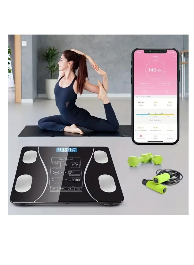 ALLKING - Bluetooth Smart BMI Electronic Scale for Body Weight 180kg Max. Weighing Capacity 50g Accuracy with Temperature Function | Black | Packaging, Color style may vary - Image 1