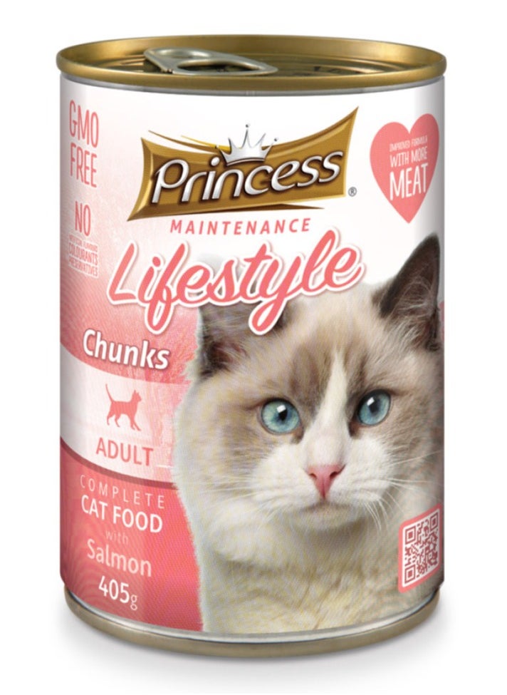 Princess Maintenance Lifestyle Salmon Chunks Cat Food With 405G 