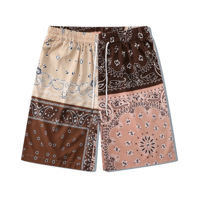 Men's Casual Beach Shirt and Shorts Set with Digital Print Patchwork - Image 4