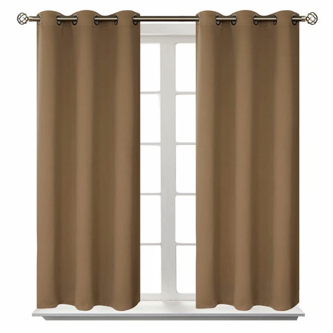 BLACKOUT CURTAINS FOR LIVING ROOM GROMMET THERMAL INSULATED ROOM DARKENING CURTAINS FOR BEDROOM 2 PANELS OF 38 X 54 INCH TAUPE