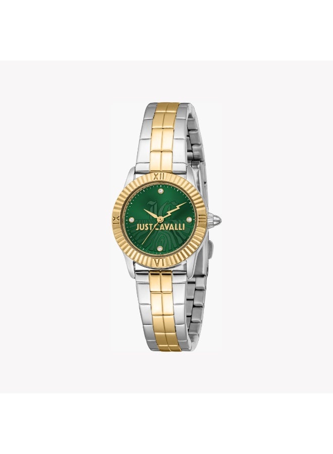 JUST CAVALLI JC1L328M0085 FASHIONISTA - ELEGANT TWO-TONE WOMEN'S WATCH WITH DARK GREEN DIAL - Image 1