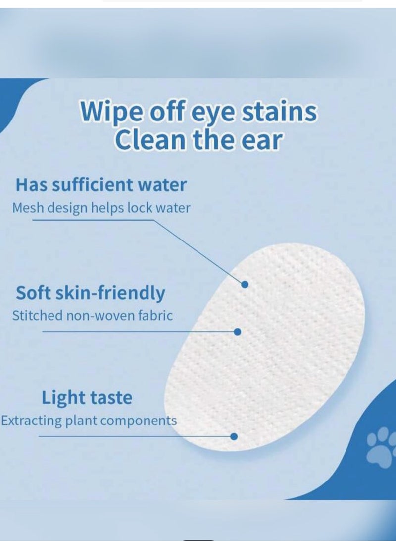 مناديل تنظيف عيون وأذن الحيوانات الأليفة ، التركيبة لطيفة لإزالة بقع الدموع للقطط والكلاب ، العلبة تحتوي على 200 قطعة - Image 2