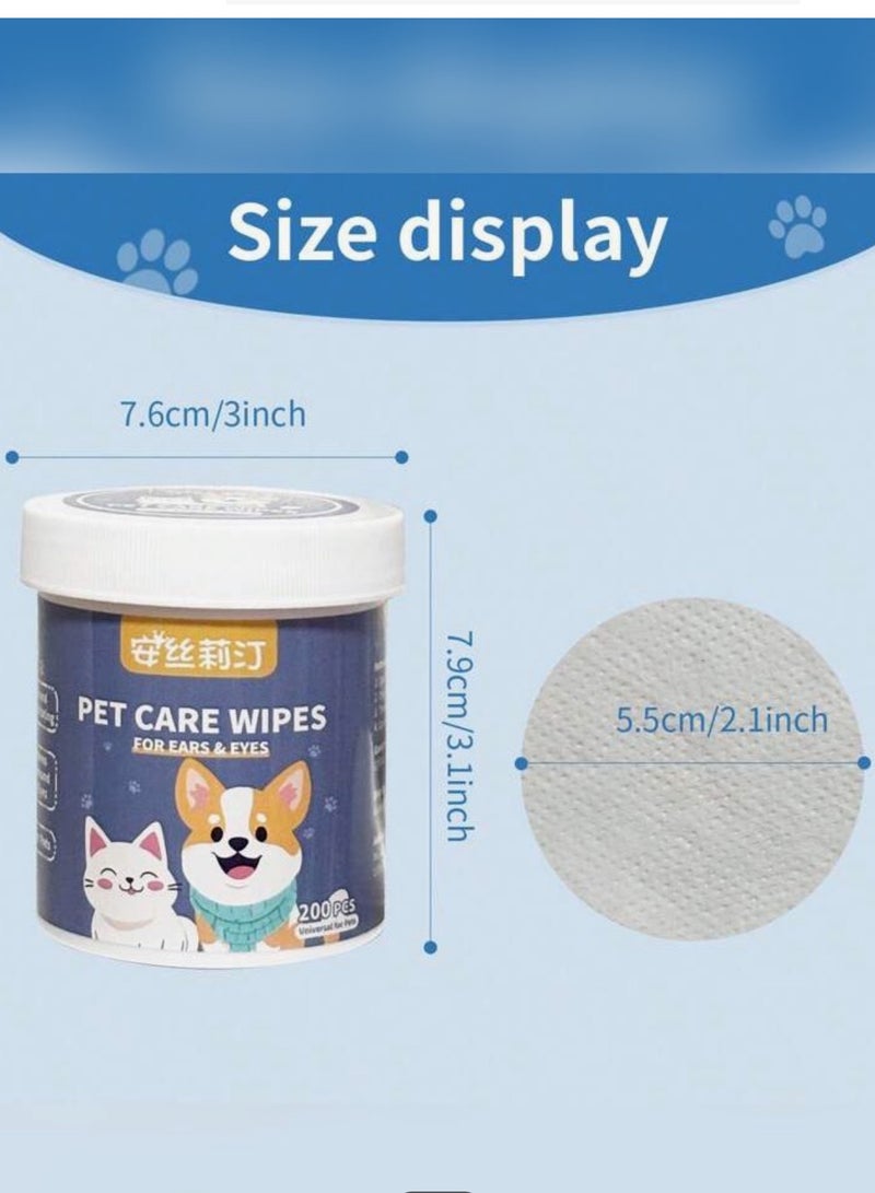 مناديل تنظيف عيون وأذن الحيوانات الأليفة ، التركيبة لطيفة لإزالة بقع الدموع للقطط والكلاب ، العلبة تحتوي على 200 قطعة - Image 4
