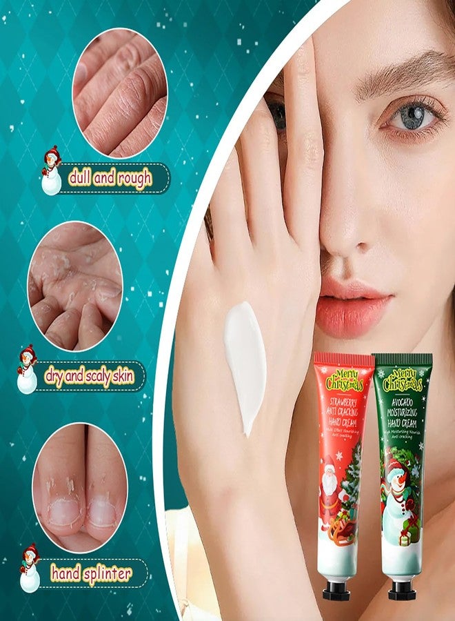 Tiejdhr 8Pcs Christmas Hand Cream & Lip Mask Gift Set, Holiday Collection with Strawberry Avocado Milk Kiwi Moisturizing Formulas, Anti-Cracking Treatment for Dry Skin Deep Moisture, Moisturize Lips - Image 3