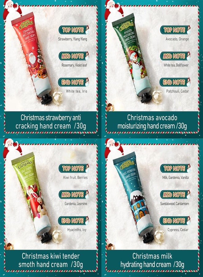 Tiejdhr 8Pcs Christmas Hand Cream & Lip Mask Gift Set, Holiday Collection with Strawberry Avocado Milk Kiwi Moisturizing Formulas, Anti-Cracking Treatment for Dry Skin Deep Moisture, Moisturize Lips - Image 5