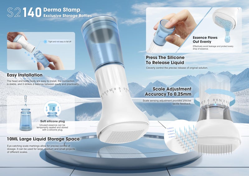 Derma Stamp: Adjustable Microneedling Roller: Microneedling Skincare tool: Micro needling hair patches tools: Hydra Derma Stamp and Serum applicator - Image 4