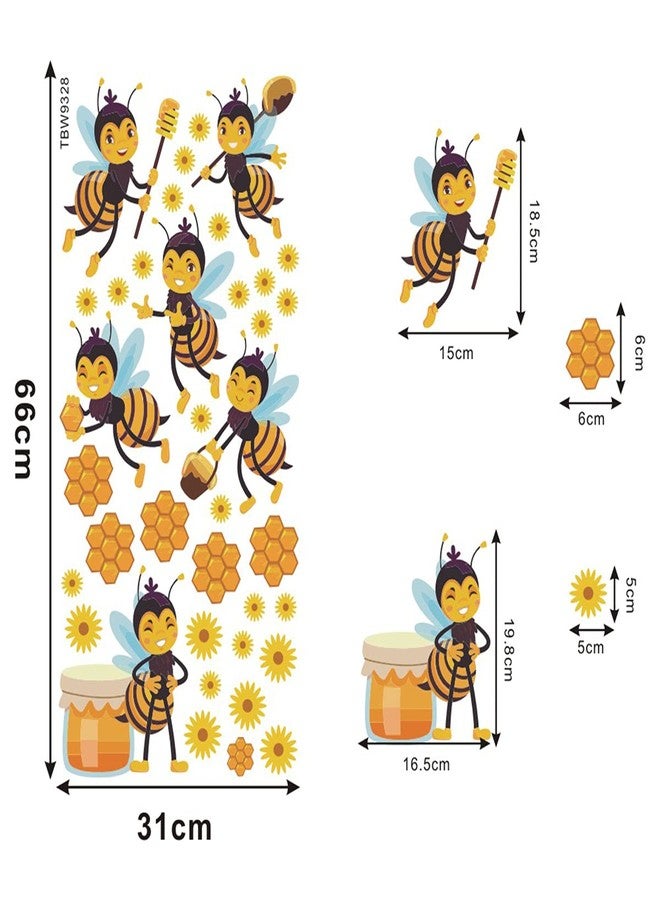 Bamsod Bee Wall Stickers Flower Beehive Branch Wall Decals Art Decor for Kids Bedroom Nursery Playroom - Image 3