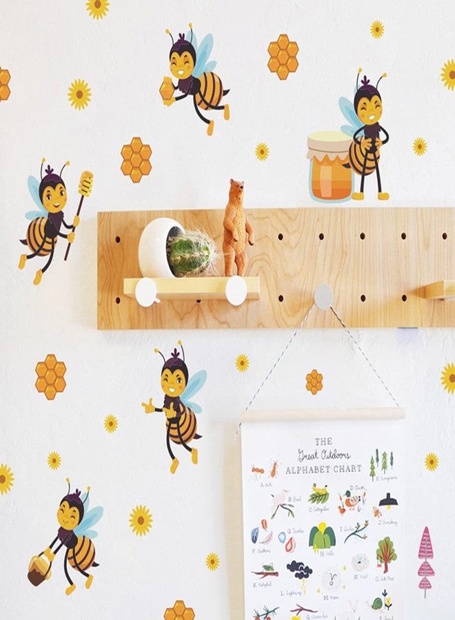 Bamsod Bee Wall Stickers Flower Beehive Branch Wall Decals Art Decor for Kids Bedroom Nursery Playroom - Image 4