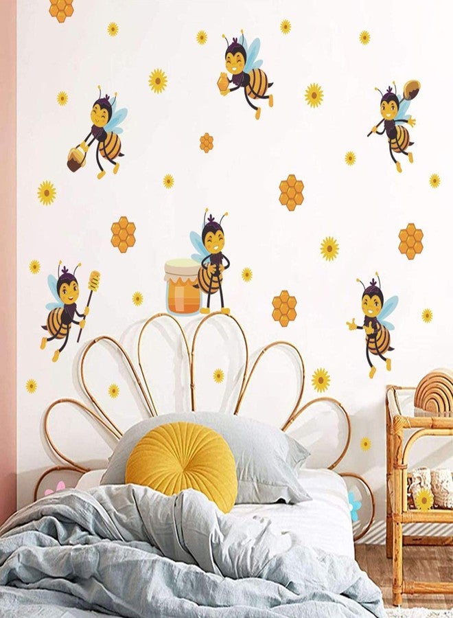 Bamsod Bee Wall Stickers Flower Beehive Branch Wall Decals Art Decor for Kids Bedroom Nursery Playroom - Image 2