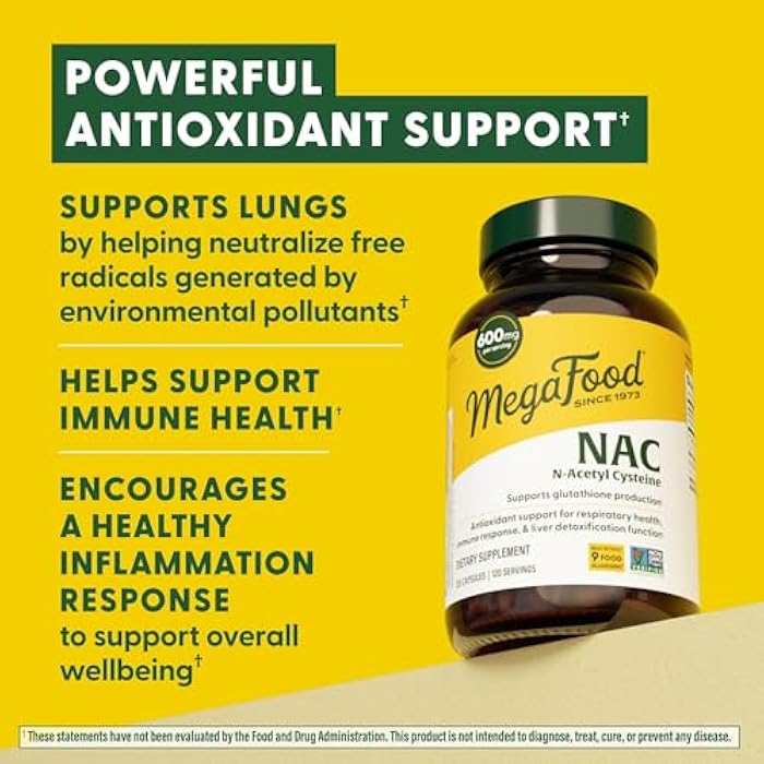 MegaFood NAC Supplement N-Acetyl Cysteine 600mg Per Serving - Promotes Production of Glutathione - Liver Support & Immune Support Supplement - Vegan, Non GMO - 120 Capsules, 120 Servings - Image 4