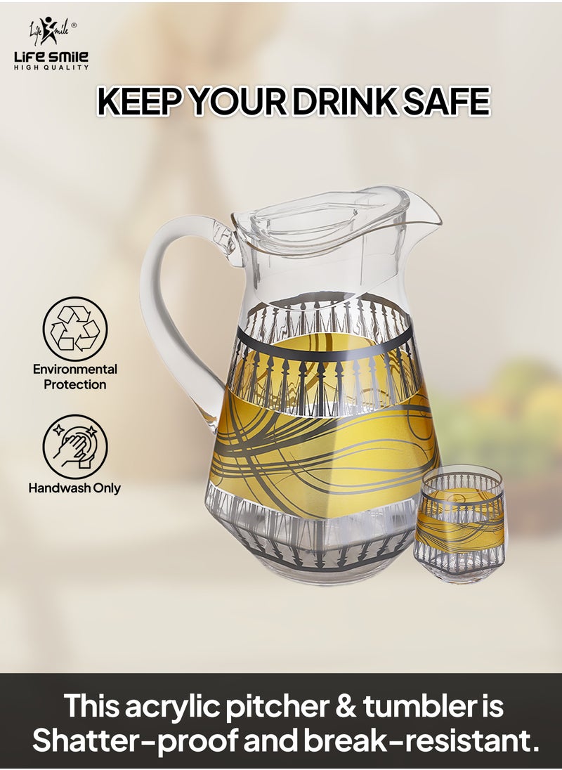 Life Smile - Jug and Glasses Set - Arabic Turkish Acrylic Pitcher and Cups set | 2 Liters Capacity | BPA-Free And Shatter-Proof Great For Water,Iced Tea, Juices, Lemonade And Any Cold Drink (Design 3, Model 3) - Image 1