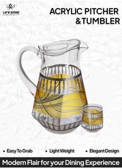 Life Smile Jug and Glasses Set - Arabic Turkish Acrylic Pitcher and Cups set | 2 Liters Capacity | BPA-Free And Shatter-Proof Great For Water,Iced Tea, Juices, Lemonade And Any Cold Drink (Design 3, Model 3)  - Image 5