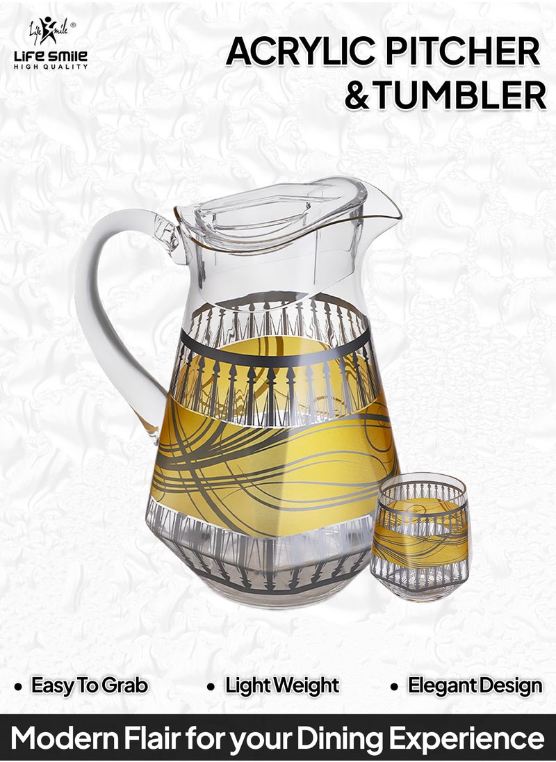 Life Smile Jug and Glasses Set - Arabic Turkish Acrylic Pitcher and Cups set | 2 Liters Capacity | BPA-Free And Shatter-Proof Great For Water,Iced Tea, Juices, Lemonade And Any Cold Drink (Design 3, Model 3)  - Image 5