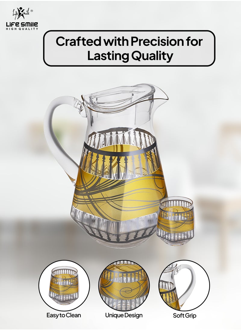 Life Smile Jug and Glasses Set - Arabic Turkish Acrylic Pitcher and Cups set | 2 Liters Capacity | BPA-Free And Shatter-Proof Great For Water,Iced Tea, Juices, Lemonade And Any Cold Drink (Design 3, Model 3)  - Image 4