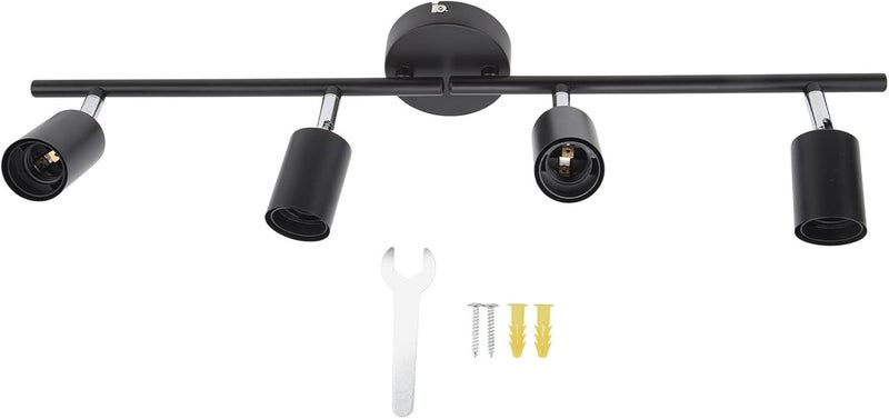 Tracking Lights Ceiling LED 4 Light 60W Matte Black Adjustable Angle Foldable - Metal Construction, Flexible Rotation, Ideal for Bedroom and Hotel Lighting - Image 1