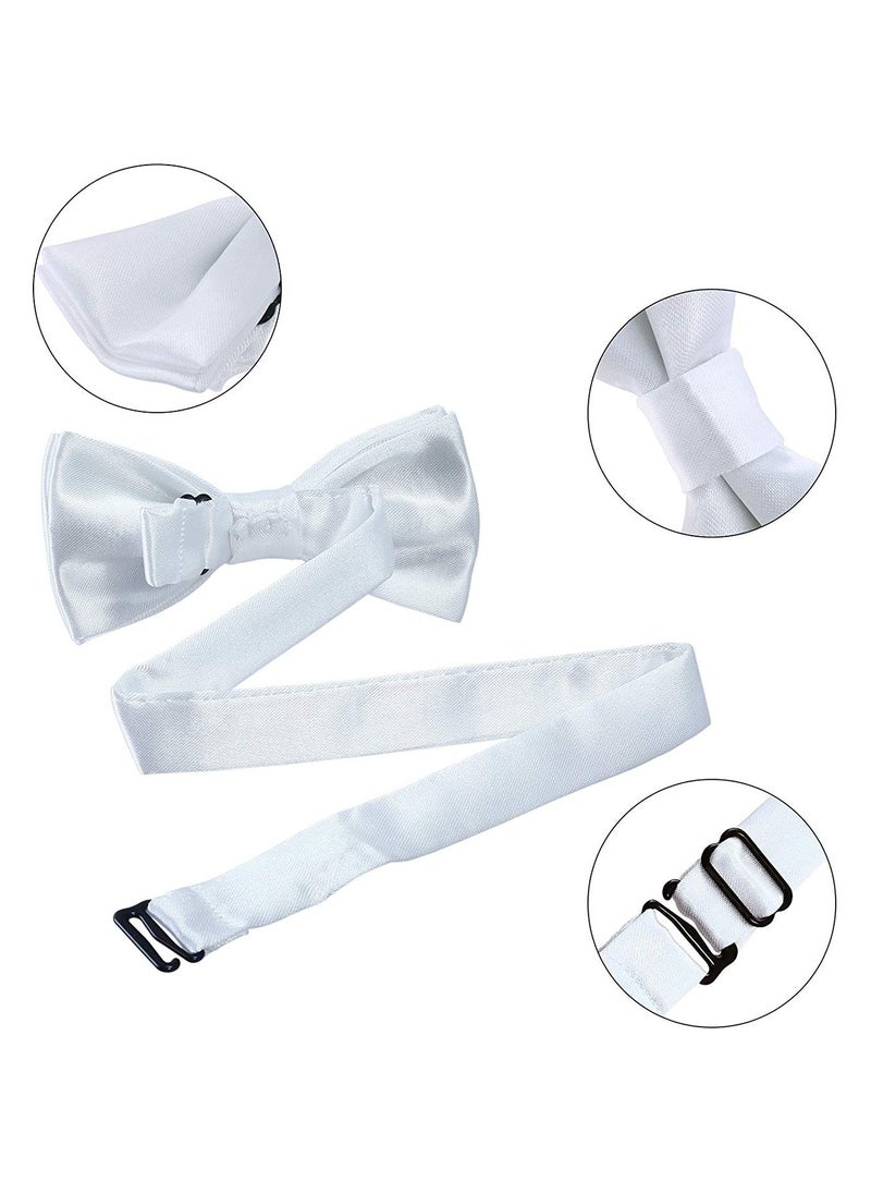 S SYMEFER - S SYMEFER Y Shaped Suspender With Bow Ties Set for Child Kids, One Size Fully Adjustable Suspenders Braces Bowtie Set Gift Idea For Kids Boys And Girls-White - Image 1