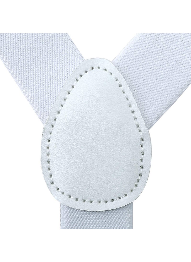 S SYMEFER - S SYMEFER Y Shaped Suspender With Bow Ties Set for Child Kids, One Size Fully Adjustable Suspenders Braces Bowtie Set Gift Idea For Kids Boys And Girls-White - Image 1