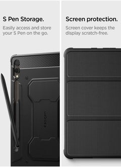 Spigen غطاء حماية Rugged Armor Pro لهاتف سامسونج جالاكسي تاب S9 بلس (2023) مقاس 12.4 بوصة مع حامل قلم S - أسود  - Image 4