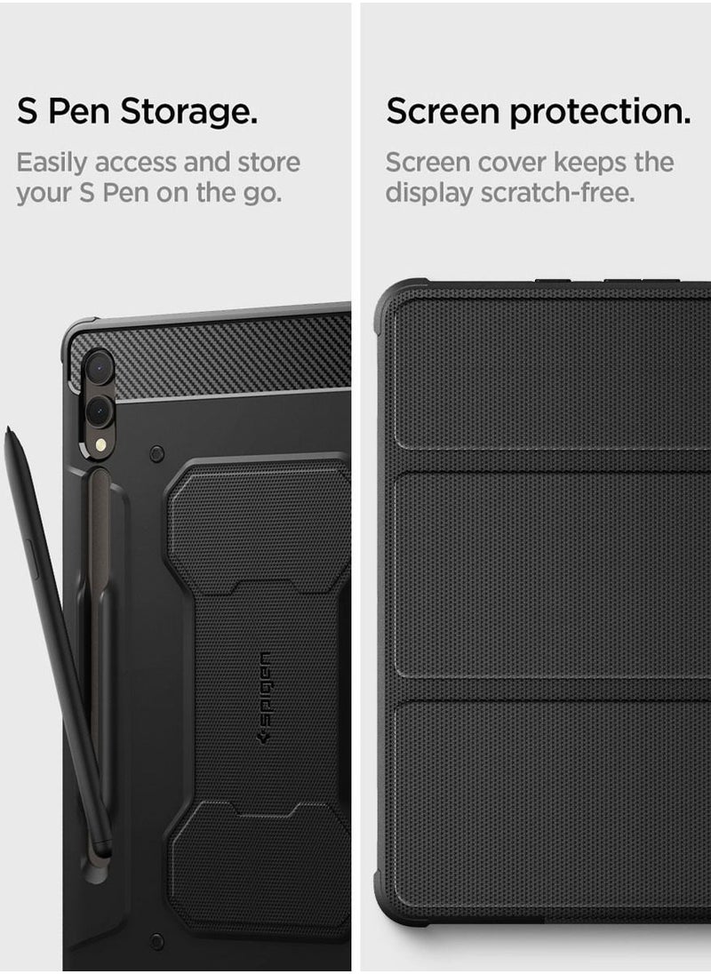 Spigen Rugged Armor Pro Samsung Galaxy Tab S10 PLUS (2024) /S9 Plus Case Cover (2023) 12.4 inch with S Pen Holder - Black  - Image 4