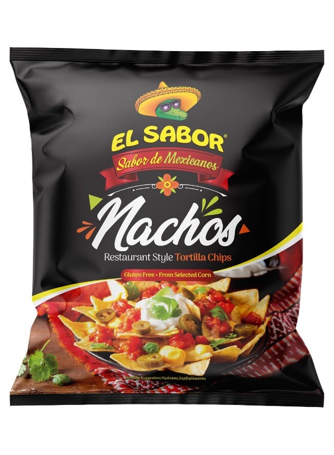 El Sabor Big Nachos Salted 200G, Corn Tortilla Chips For Dips Parties And Snacking - Image 1