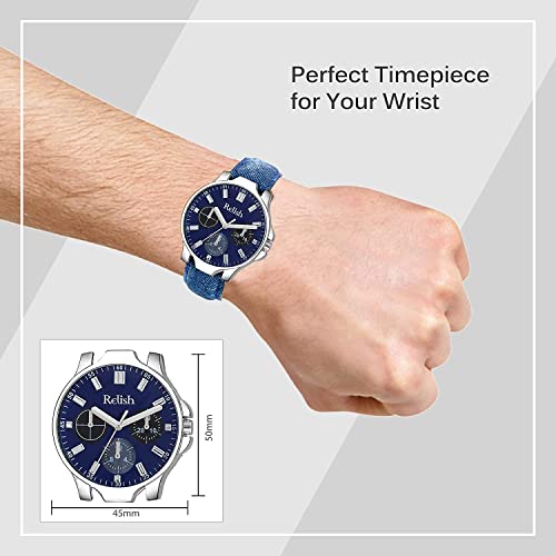 Relish Rubber Men's Denim Collection Analog Watch, Belt, Sunglasses & Wallet Pack, Blue - Image 4