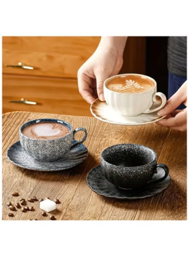 Qahwa Coffee cup and saucer decorated with navy blue flowers made of ceramic - Image 3