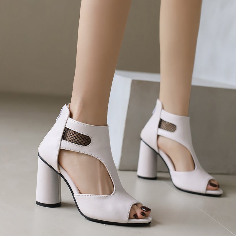 2024 Fashion High Heel 33-48 Plus Size Open Toe Back Zipper Breathable Sandals - Image 5
