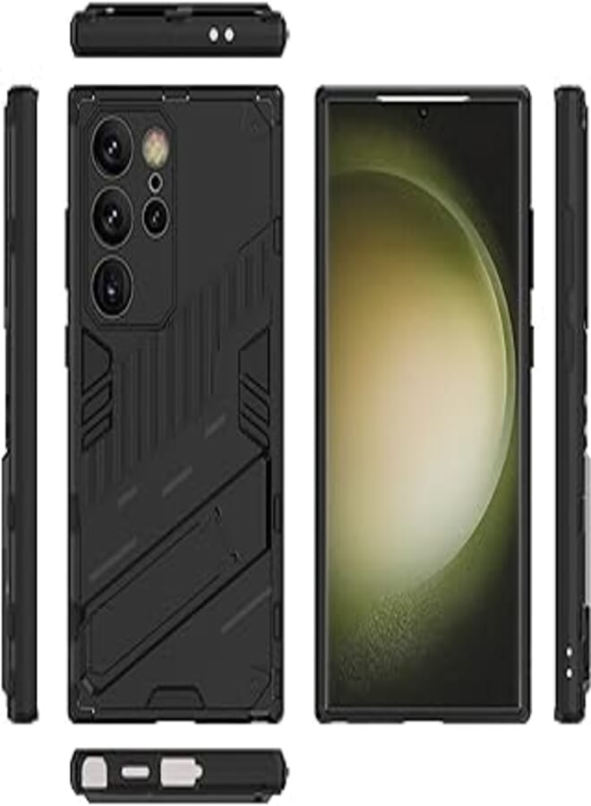 phone case compatible with Samsung galaxy S24 ultra 5G Punk Armor 2 in 1 PC + TPU Shockproof Phone Case with Invisible Holder For Samsung galaxy S24 ultra 5G (black)