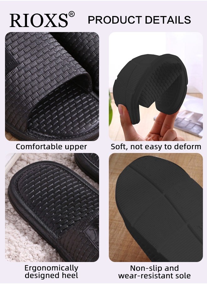 RIOXS - Shower Slippers For Women And Men,Unisex Anti-slip Flat Slippers,Quick Drying Lightweight Open Toe Shoes,Breathable Slide Slippers For Bathroom Beach Pool Travel,Indoor Outdoor Slipper - Image 1