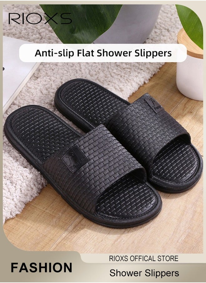 RIOXS - Shower Slippers For Women And Men,Unisex Anti-slip Flat Slippers,Quick Drying Lightweight Open Toe Shoes,Breathable Slide Slippers For Bathroom Beach Pool Travel,Indoor Outdoor Slipper - Image 1