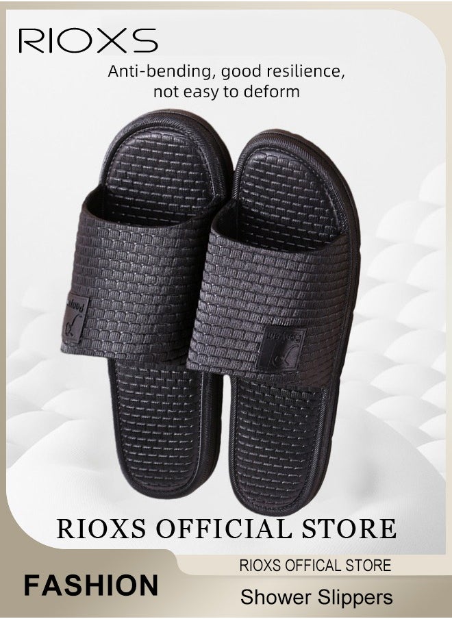 RIOXS - Shower Slippers For Women And Men,Unisex Anti-slip Flat Slippers,Quick Drying Lightweight Open Toe Shoes,Breathable Slide Slippers For Bathroom Beach Pool Travel,Indoor Outdoor Slipper - Image 1