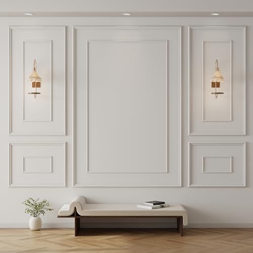 Pangda 3 Set Peel and Stick Wall Molding Kit Inner and Outer Layer Style Premade Wainscoting Panel for Interior Wall Moulding Decor Accent Wall Molding 24x48inch48x 72inch - Image 1